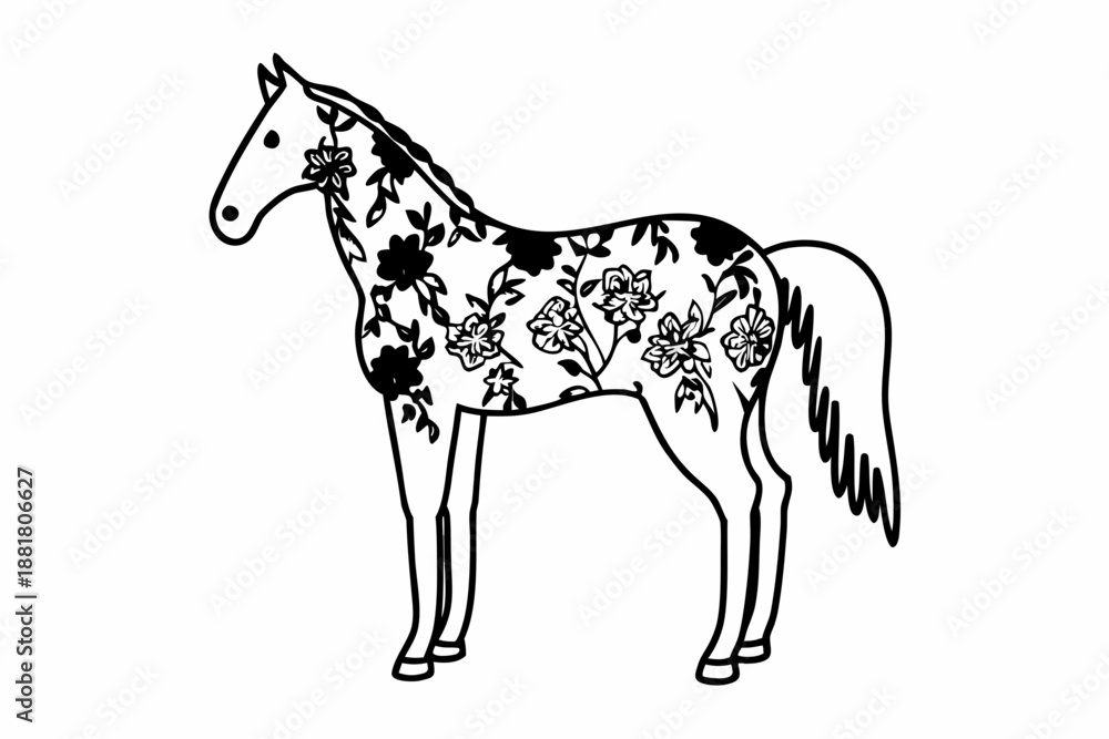 Obraz premium Black horse vector illustration
