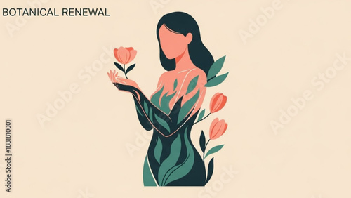 Woman Holding Pink Rose with Floral Dress during Botanical Renewal