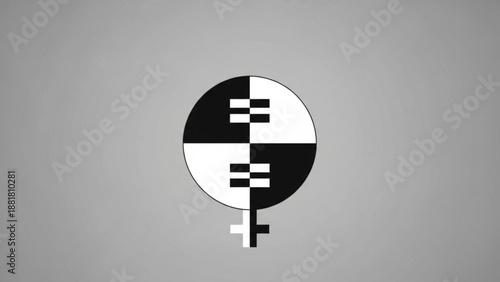 Yin Yang Gender Symbol on Gray Background