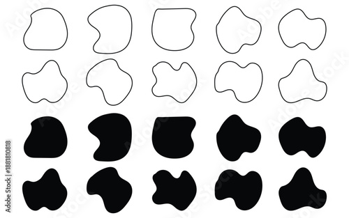 Irregular abstract shapes icon set vector. Amoeba shape, asymmetric spot, irregular form. Organic blob shape symbol. vector illustration.