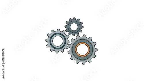 Three interlocking gears, representing mechanical systems and engineering principles.