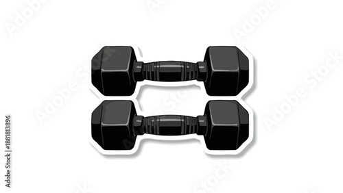 A pair of black hexagonal dumbbells are placed side-by-side on a white background.