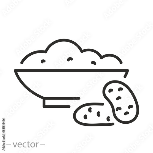 mashed potatoes in bowl linear icon