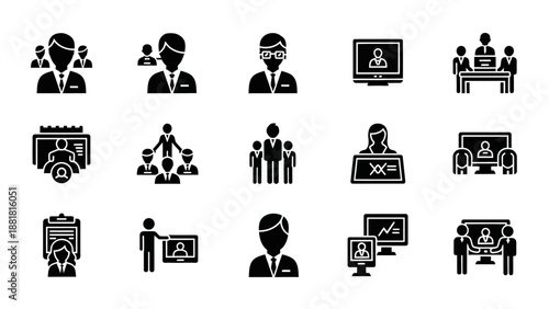 Collection of Business Icons Featuring People.