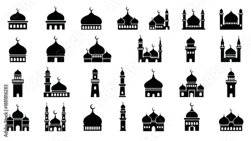 Collection of Mosque Silhouettes and Islamic Architecture.