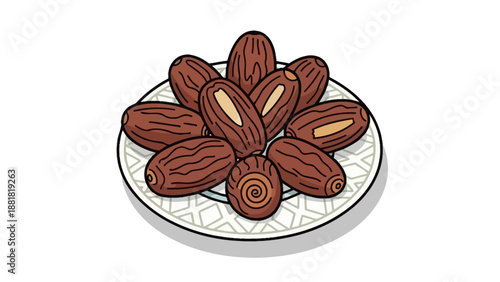 Delicious dates on a decorative plate sweet and healthy snack