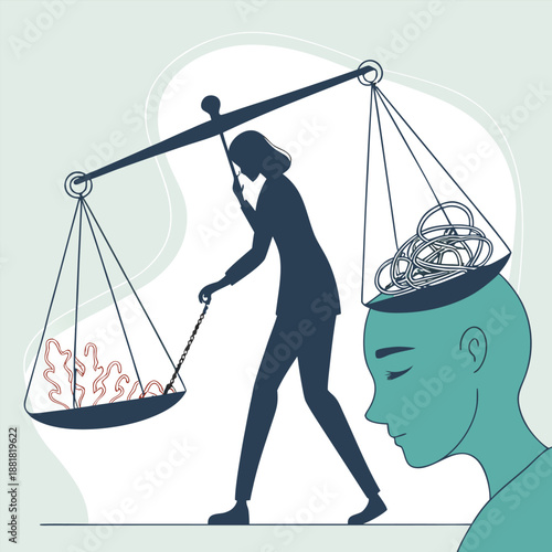  representing mental health balance using abstract human silhouette