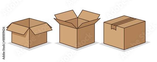 Brown open box. Cardboard moving box