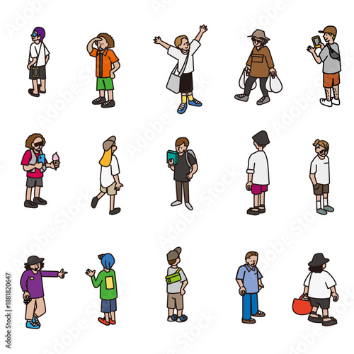 日常シーンで使えるさまざまな表情や動きの人物イラスト素材セット