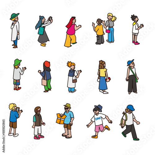 会話やリアクションなど意思表示をする女性の人物イラスト素材セット