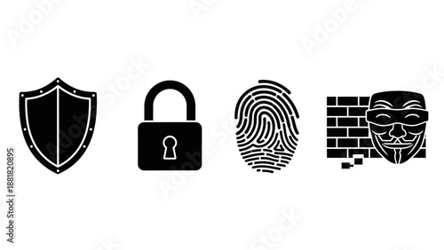 Security Icons Featuring Shield and Lock.