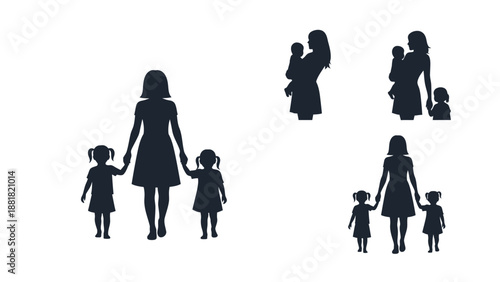 Silhouettes of Mothers with Children.