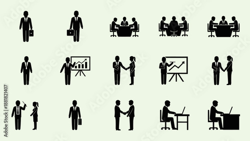 Business People Silhouette Icons Set.