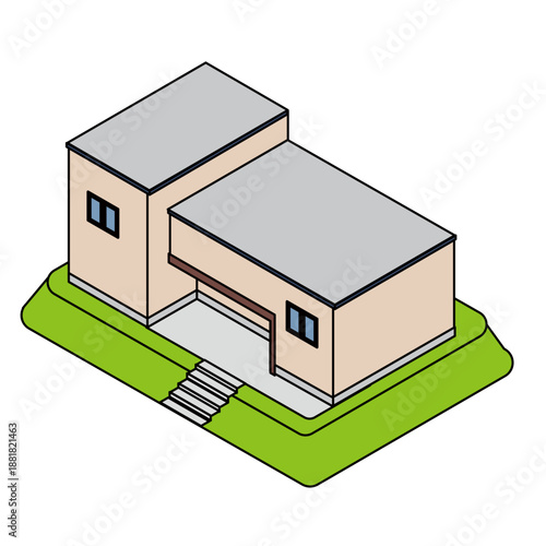 公共施設や小規模施設に使えるシンプルな建物のイラスト素材