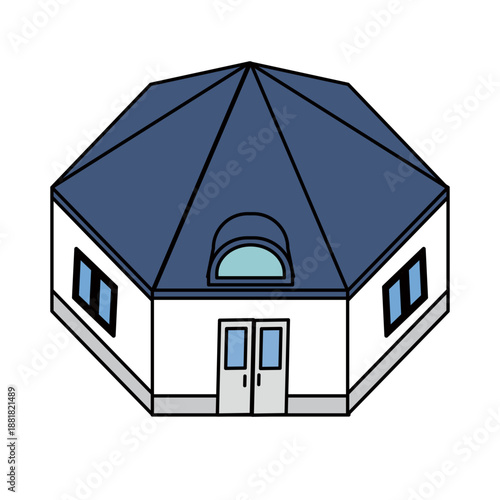 公園や公共施設にある小規模な多目的建物のイラスト素材