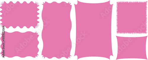 Abstract pink frames with unique wavy and jagged borders for creative card design and photo decoration projects