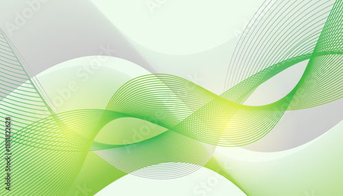 Abstract Green Flowing Wave Background With Smooth Curved Lines