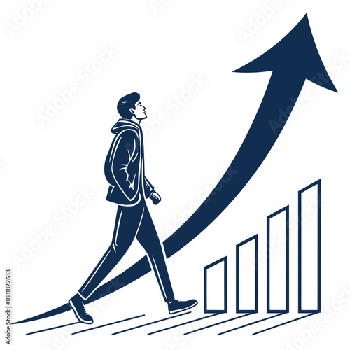 Business Growth Success Arrow Moving Upward Vector Illustration