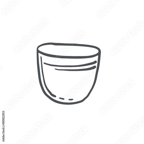 Clay flower pot, vector graphic illustration garden supplies. Ceramic container for house plant. Hand drawn doodle illustration element of floriculture isolated. Clipart for card, sticker, textile.