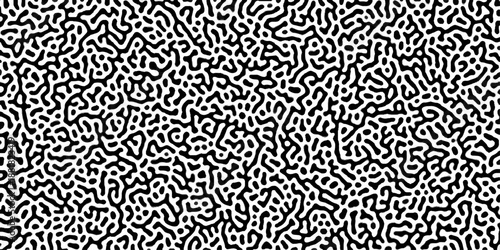 Abstract truing organic wallpaper Turing reaction diffusion monochrome seamless pattern .Monochrome Turing reaction background .Natural seamless line pattern. Linear design with biological shapes