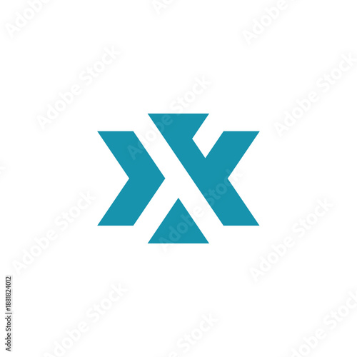 Dynamic abstract geometric icon with intersecting angular forms in a striking teal hue, perfect for contemporary branding, technology, or professional corporate identity projects
