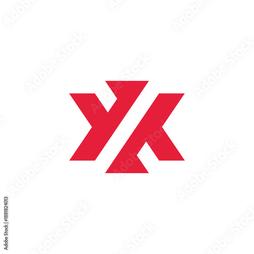 Bold and modern abstract logo with intersecting red geometric forms, creating a sense of balance, dynamic connection, and forward momentum for a strong visual identity concept