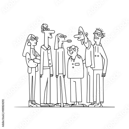 Business People Pointing and Discussing in Office