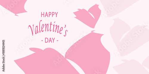 Happy valentines day with hearts and clouds paper craft on pink background. love for happy  valentine's day greeting card. poster, flayer