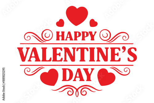 Happy valentines day greeting with hearts on white background