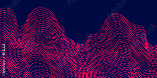 Wave swirl with undulating curves, resembling sound frequencies. This design features a blend effect, suitable for technology and data science.