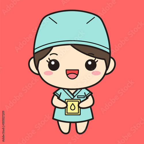 Cute cartoon nurse isolated on transparent background