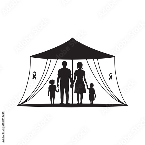 World Malaria Day Healthcare Awareness Black Silhouette Vector Illustration.