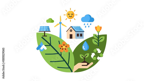 Sustainable Living Eco Friendly Concept Illustration.