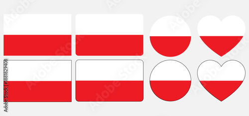 National flag of Poland consists of two horizontal stripes of equal width, the upper one white and the lower one red. The two colours are defined in the Polish constitution as the national colours.