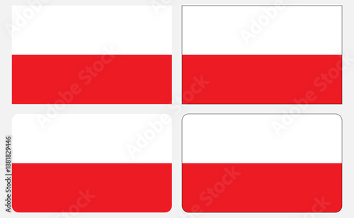 National flag of Poland consists of two horizontal stripes of equal width, the upper one white and the lower one red. The two colours are defined in the Polish constitution as the national colours.