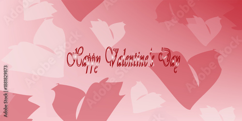 Happy Valentine's Day banner with red and pink 3d hearts, modern art design for website, design media, poster .banners, poster