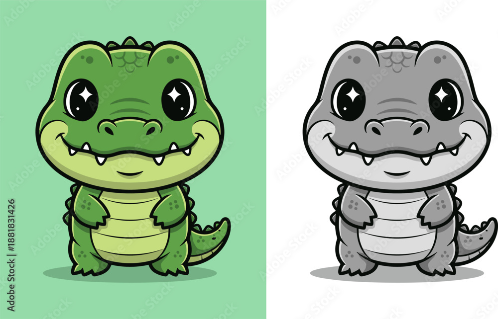 Fototapeta premium Cute cartoon crocodile character design.