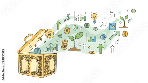 Treasure Chest of Business Growth and Financial Success, Generative AI.