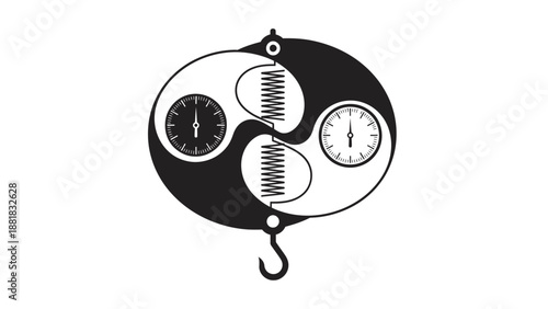 Vintage Black and White Scale Illustration.