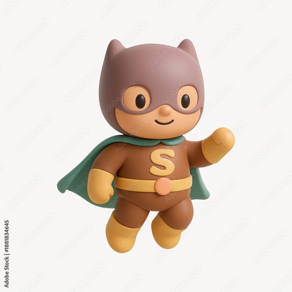 Obraz premium Cute superhero cartoon character illustration.