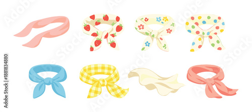 Illuminated collection of colorful scarf designs on dark background