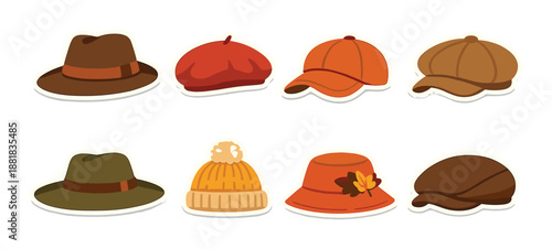 Diverse collection of stylish hats in various colors and styles