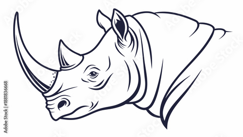 Powerful rhino head illustration with strong horn and determined gaze