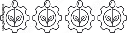 Innovative Green Solutions Technology and Plant Growth Progress Icons Set