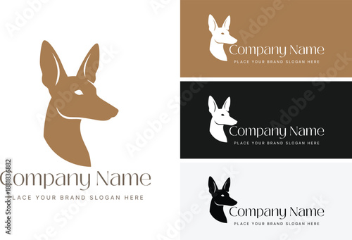 Minimalist Pharaoh Hound Dog Head Profile Illustration, vector logo template