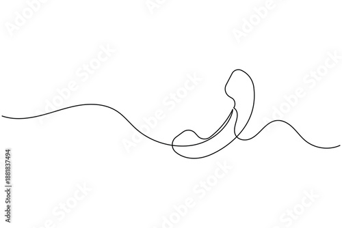 Minimalist continuous line drawing of telephone handset for communication icon