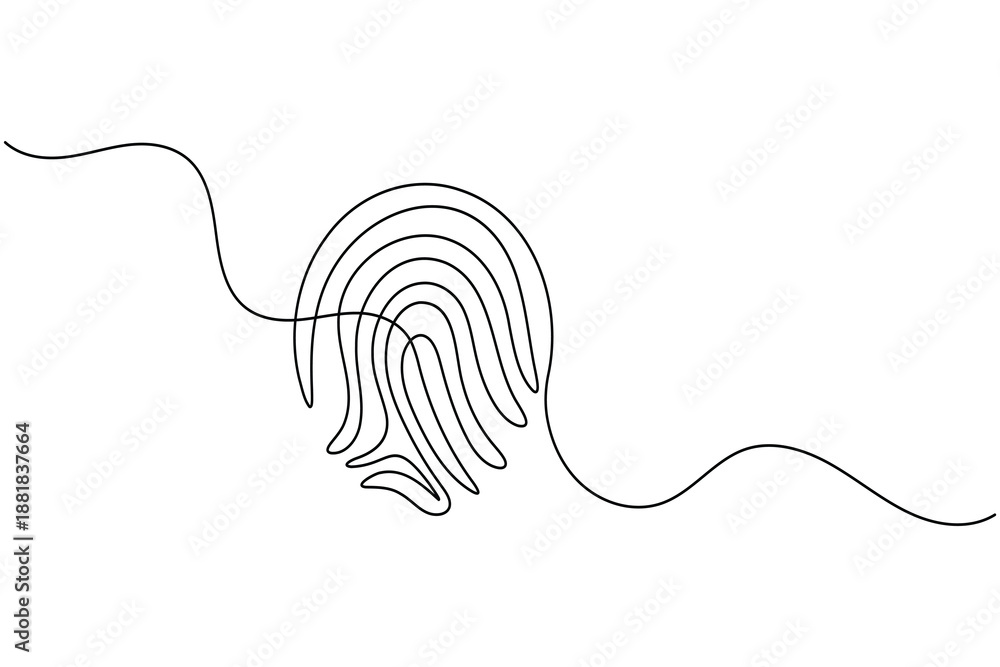 Obraz premium Biometric fingerprint scan minimalist one line art drawing