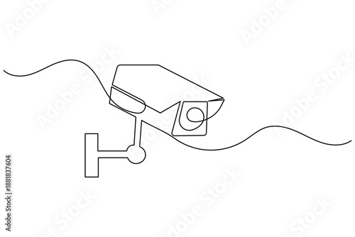 Minimalist one line cctv security camera vector illustration