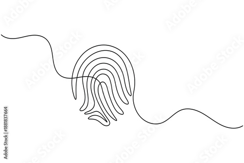 Biometric fingerprint scan minimalist one line art drawing
