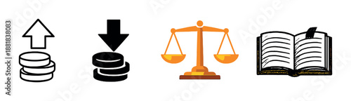 Scales of justice between money and law representation in abstract artwork